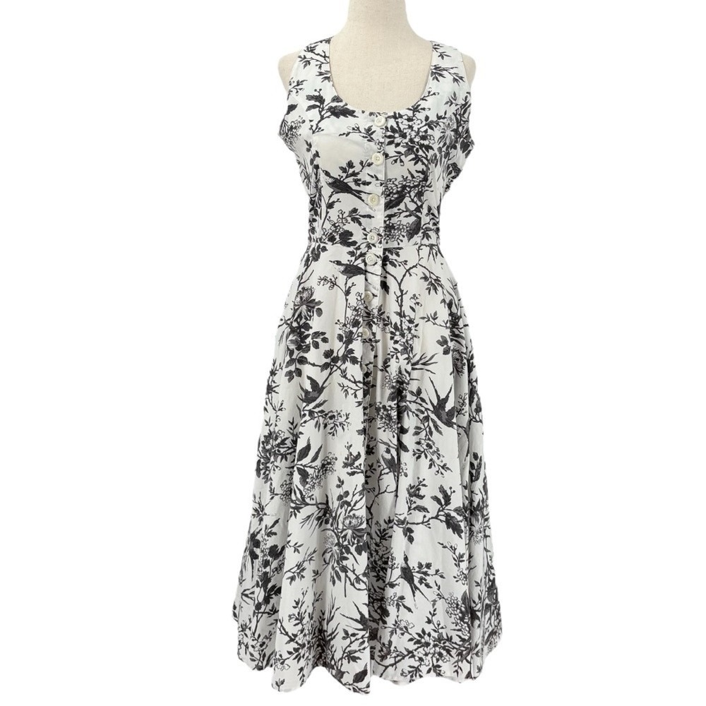 J. Peterman Floralβ Button Down Sleeveless Midi Shirt Dress Zero
